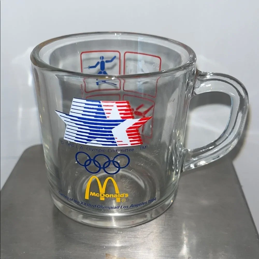 Vintage McDonalds 1984 Summer Olympics Los Angeles CA Glass Coffee Tea Mug Cup